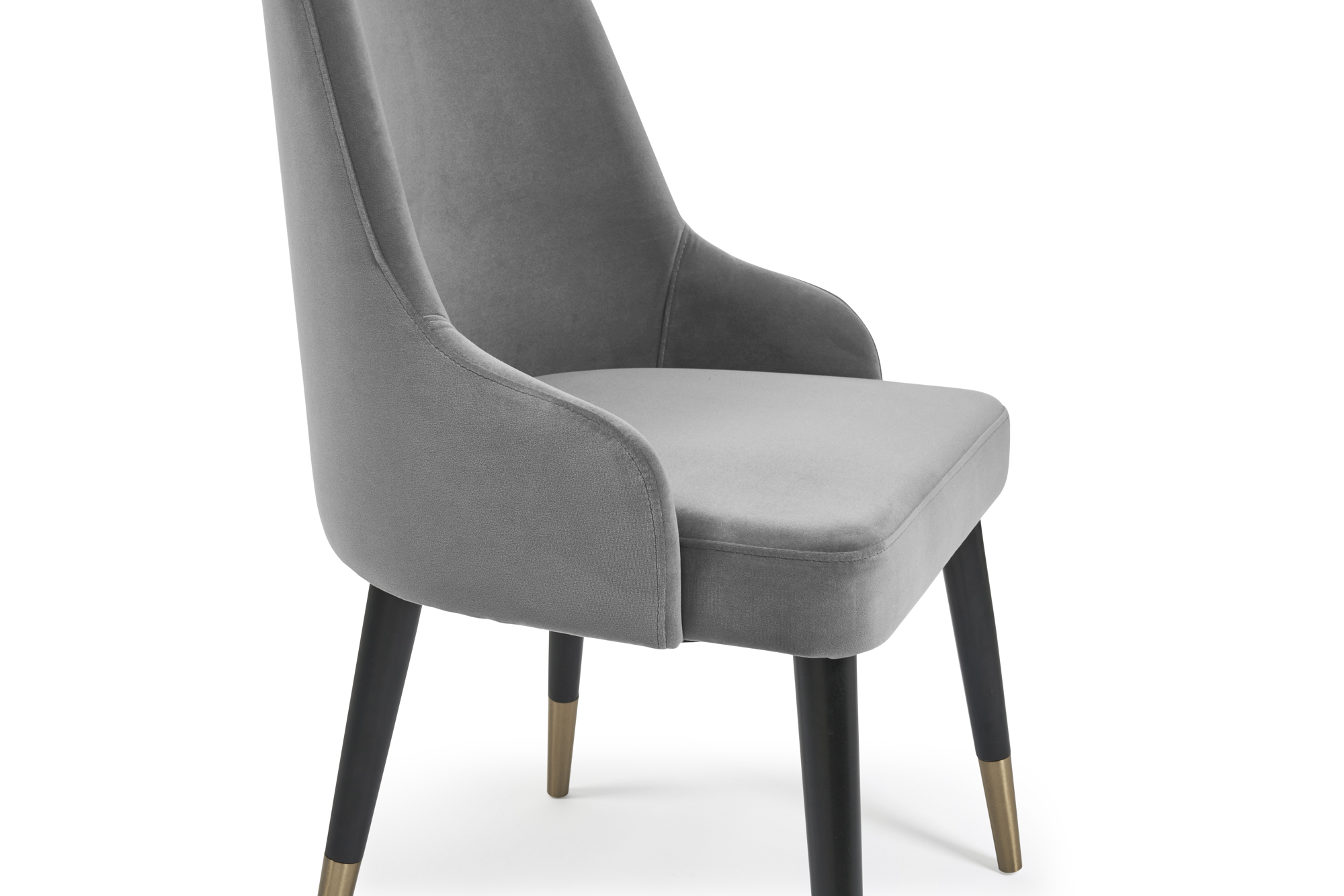 Isla Grey Velvet Dining Chair with Gold Tipped Feet