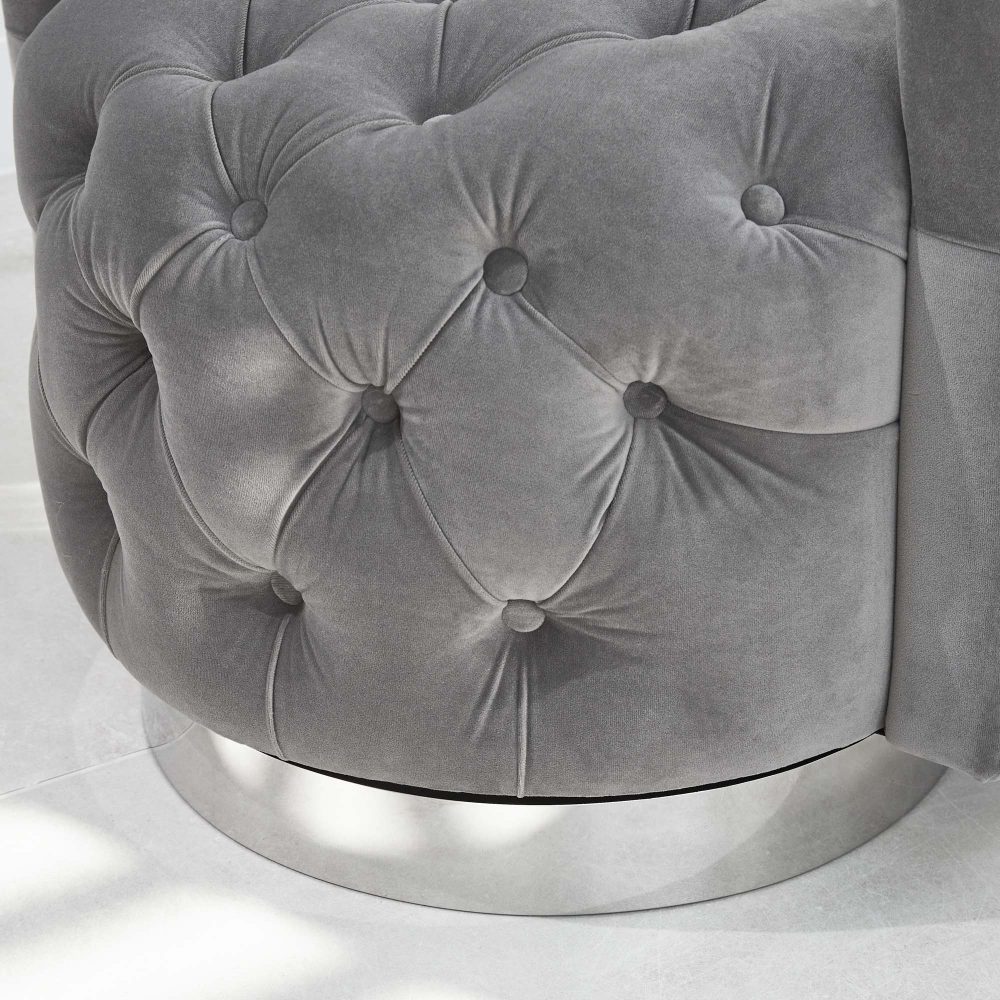 Olivia Grey Velvet Swivel Dressing Tub Chair - Image 9