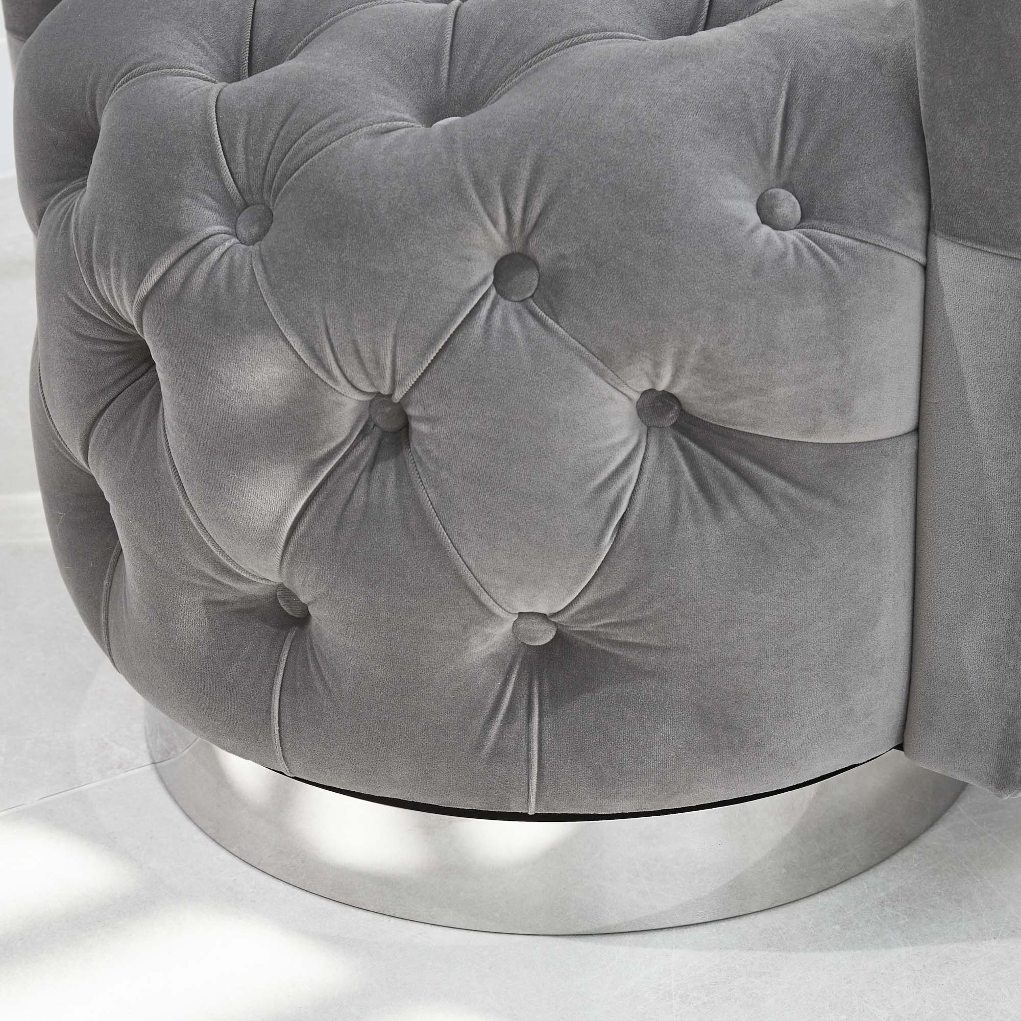 Olivia Grey Velvet Swivel Dressing Tub Chair