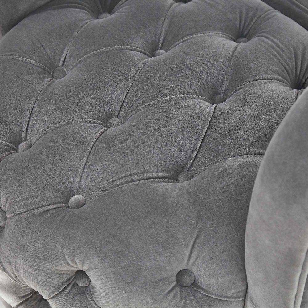Olivia Grey Velvet Swivel Dressing Tub Chair - Image 7