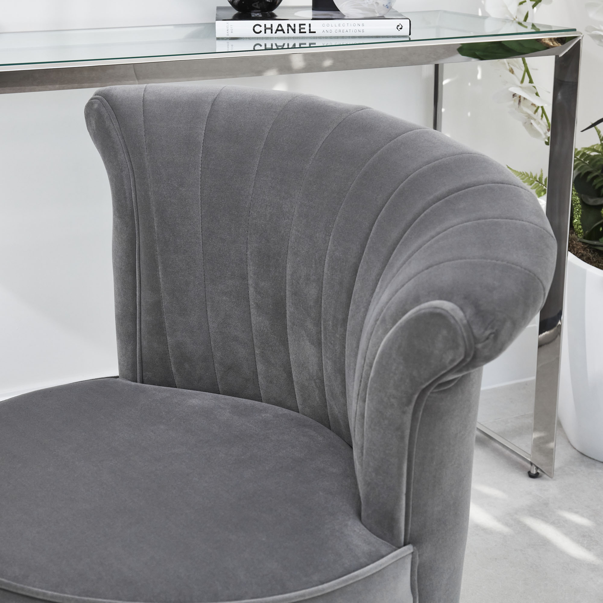 Grace Grey Velvet Swivel Accent Dressing Chair