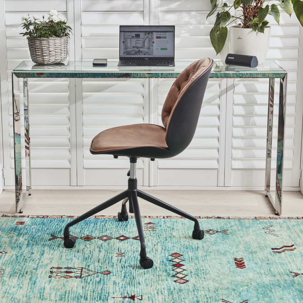 (Set of 2) Thiago Brown Tan Faux Leather Office Chairs - Image 6