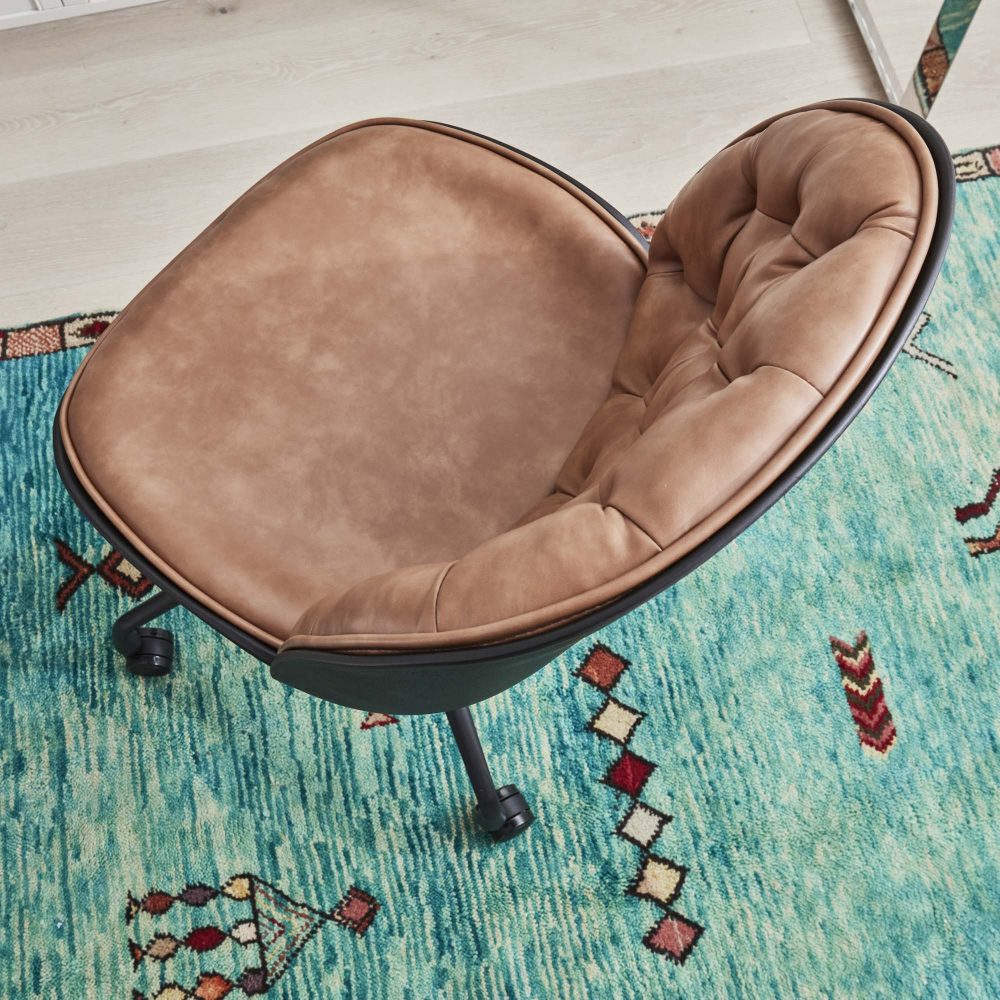 (Set of 2) Thiago Brown Tan Faux Leather Office Chairs - Image 14