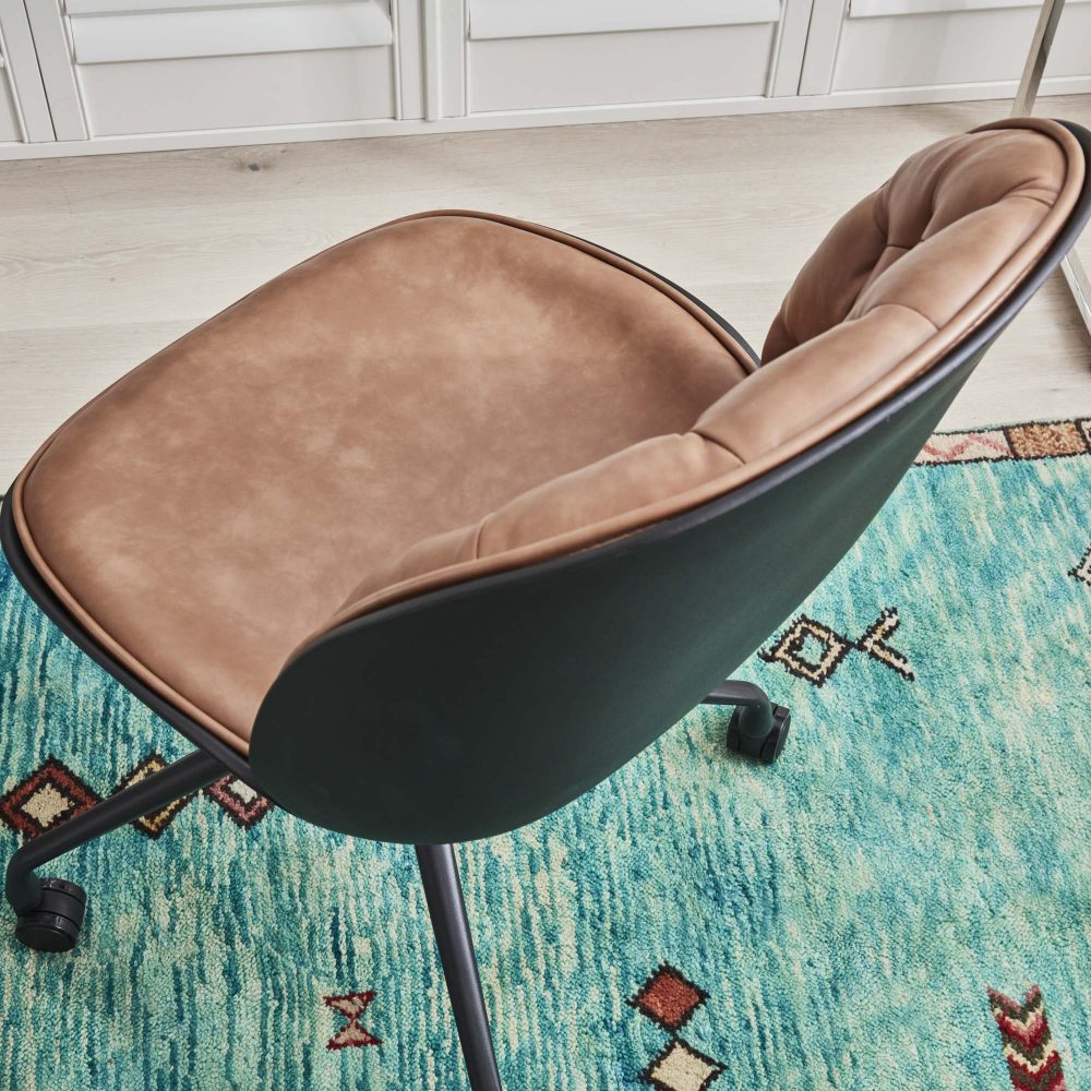 (Set of 2) Thiago Brown Tan Faux Leather Office Chairs - Image 15