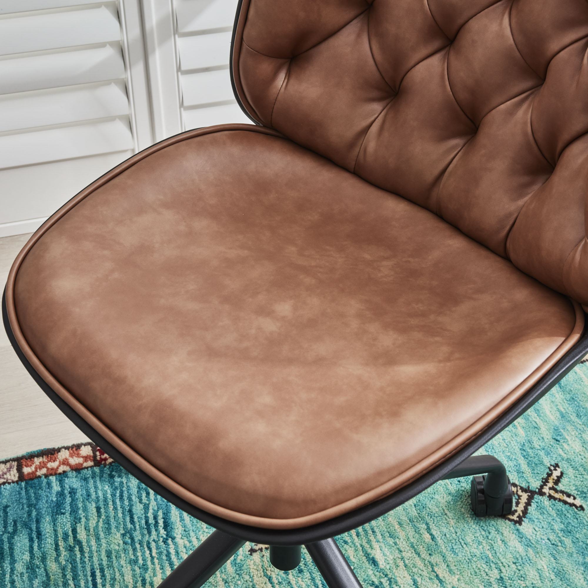 Thiago Brown Tan Faux Leather Office Chair