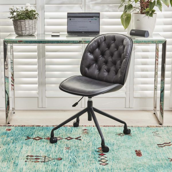 (Set of 2) Thiago Grey Faux Leather Office Chairs