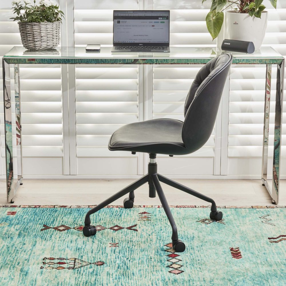 (Set of 2) Thiago Grey Faux Leather Office Chairs - Image 3