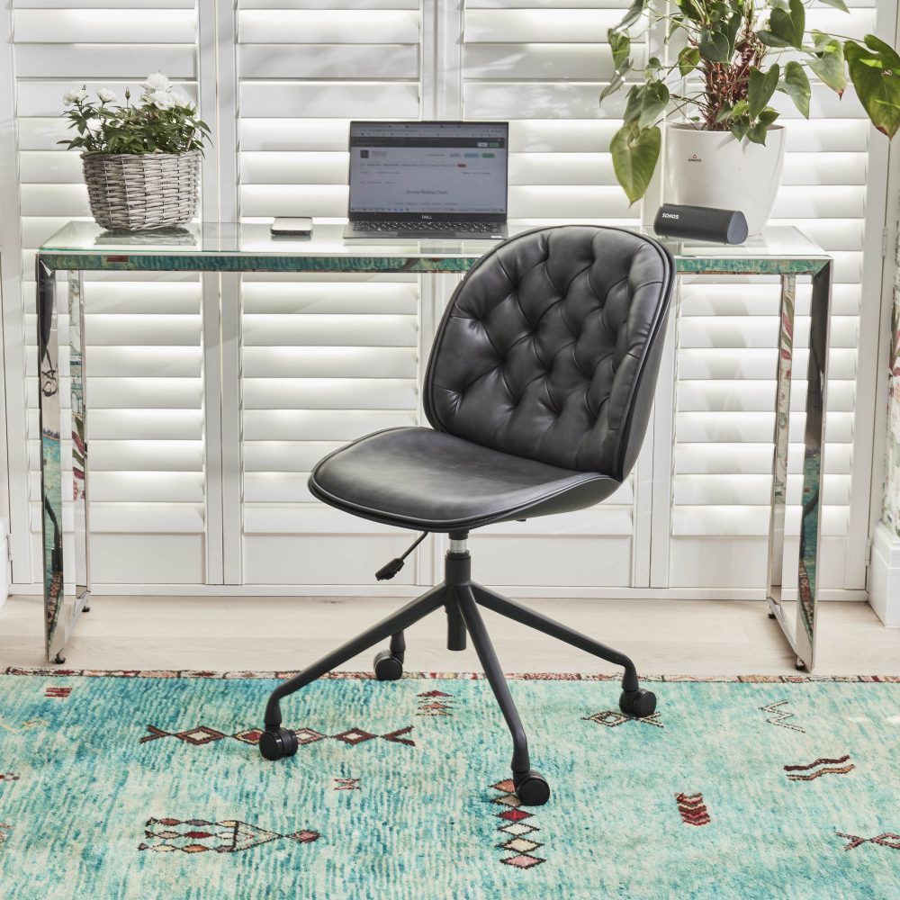 (Set of 2) Thiago Grey Faux Leather Office Chairs - Image 7