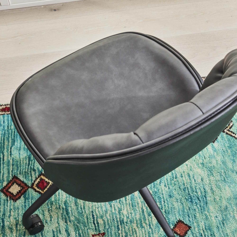 (Set of 2) Thiago Grey Faux Leather Office Chairs - Image 8