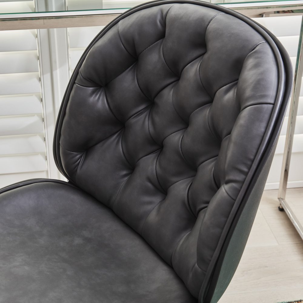 (Set of 2) Thiago Grey Faux Leather Office Chairs - Image 9