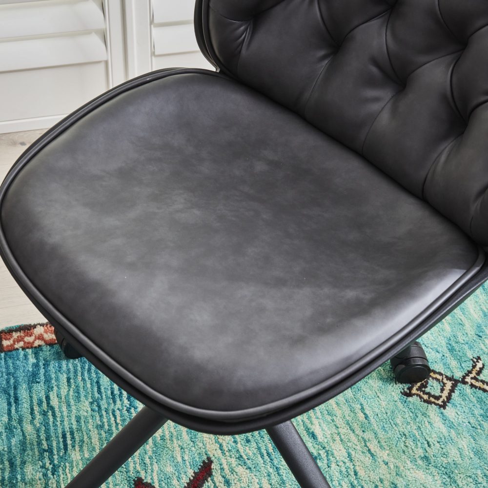 (Set of 2) Thiago Grey Faux Leather Office Chairs - Image 10