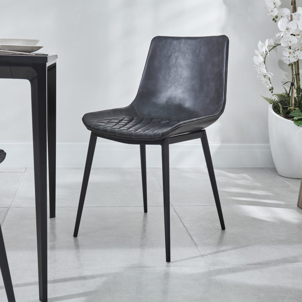 Bellagio 90cm Square White Sintered Stone Dining Table with 4 x Leo Grey Dining Chairs - Image 8