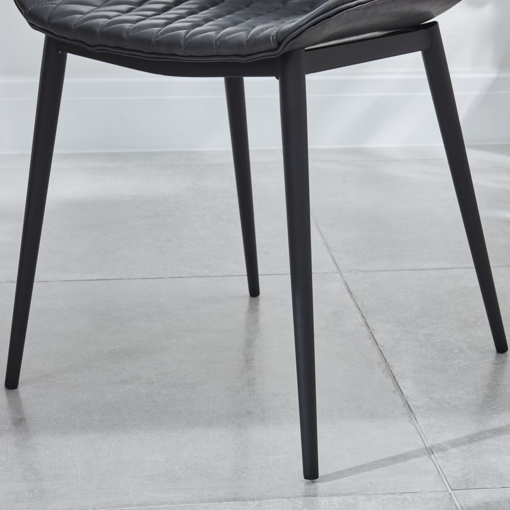 Bellagio 90cm Square White Sintered Stone Dining Table with 4 x Leo Grey Dining Chairs - Image 10