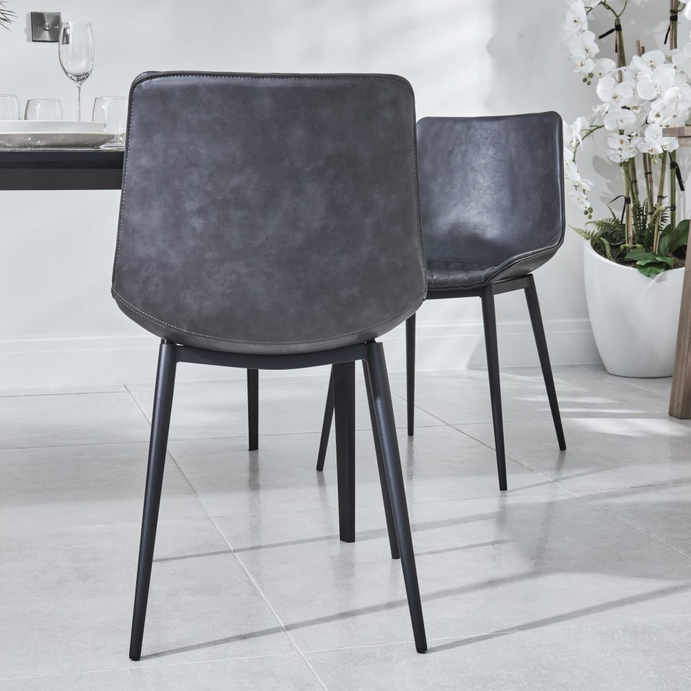 Bellagio 90cm Square White Sintered Stone Dining Table with 4 x Leo Grey Dining Chairs - Image 11