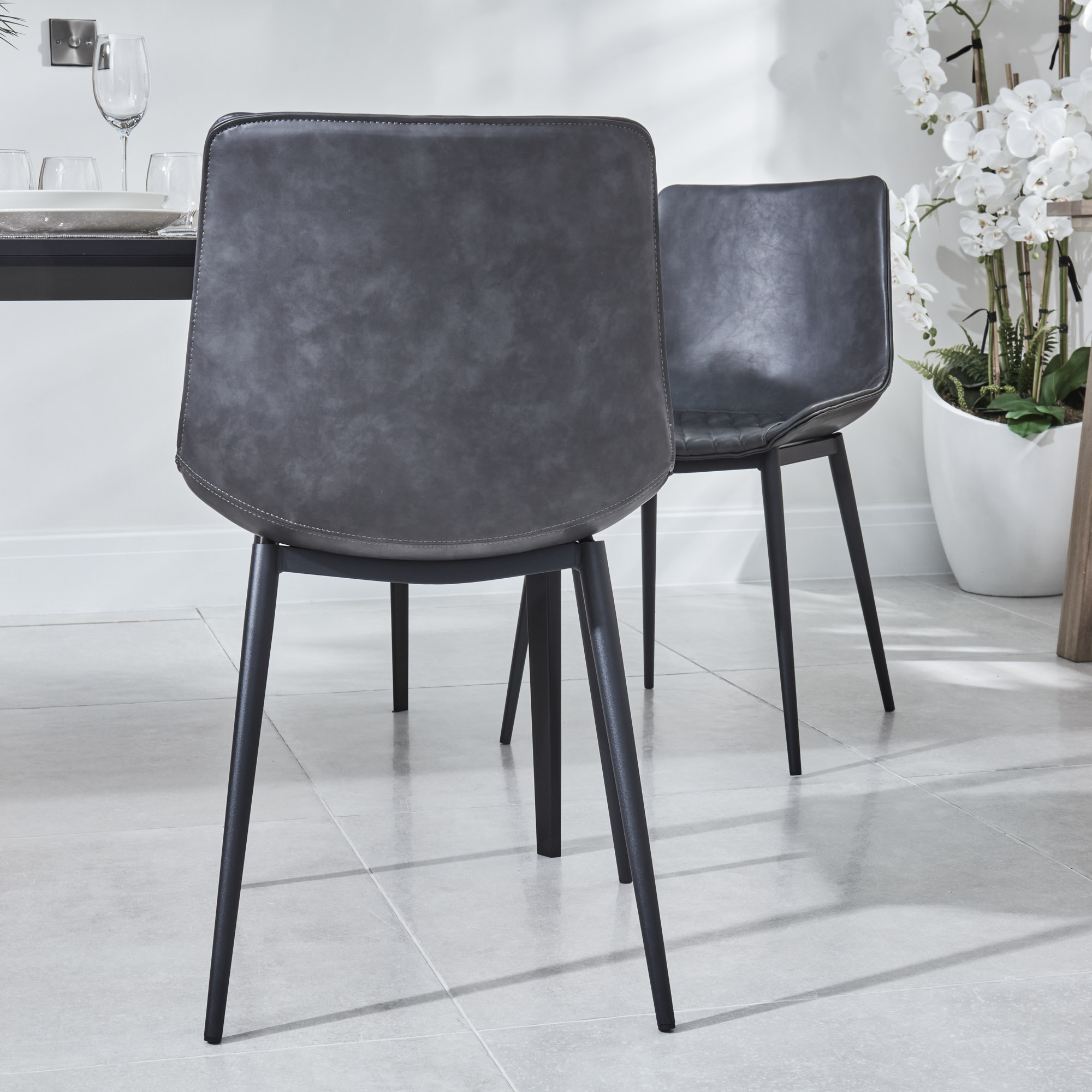 Black quilted store dining chair