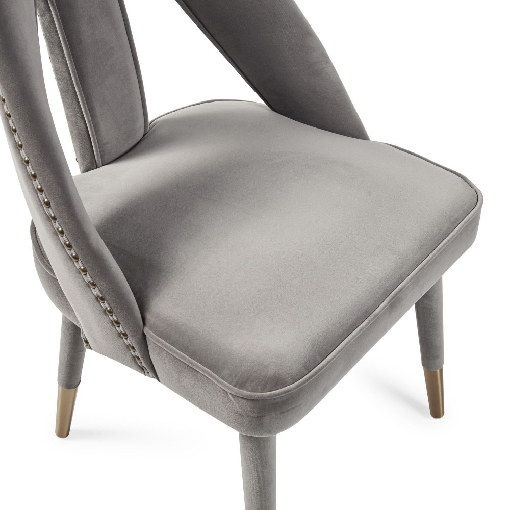 Alexandra Grey Velvet Dining Chair - Image 10