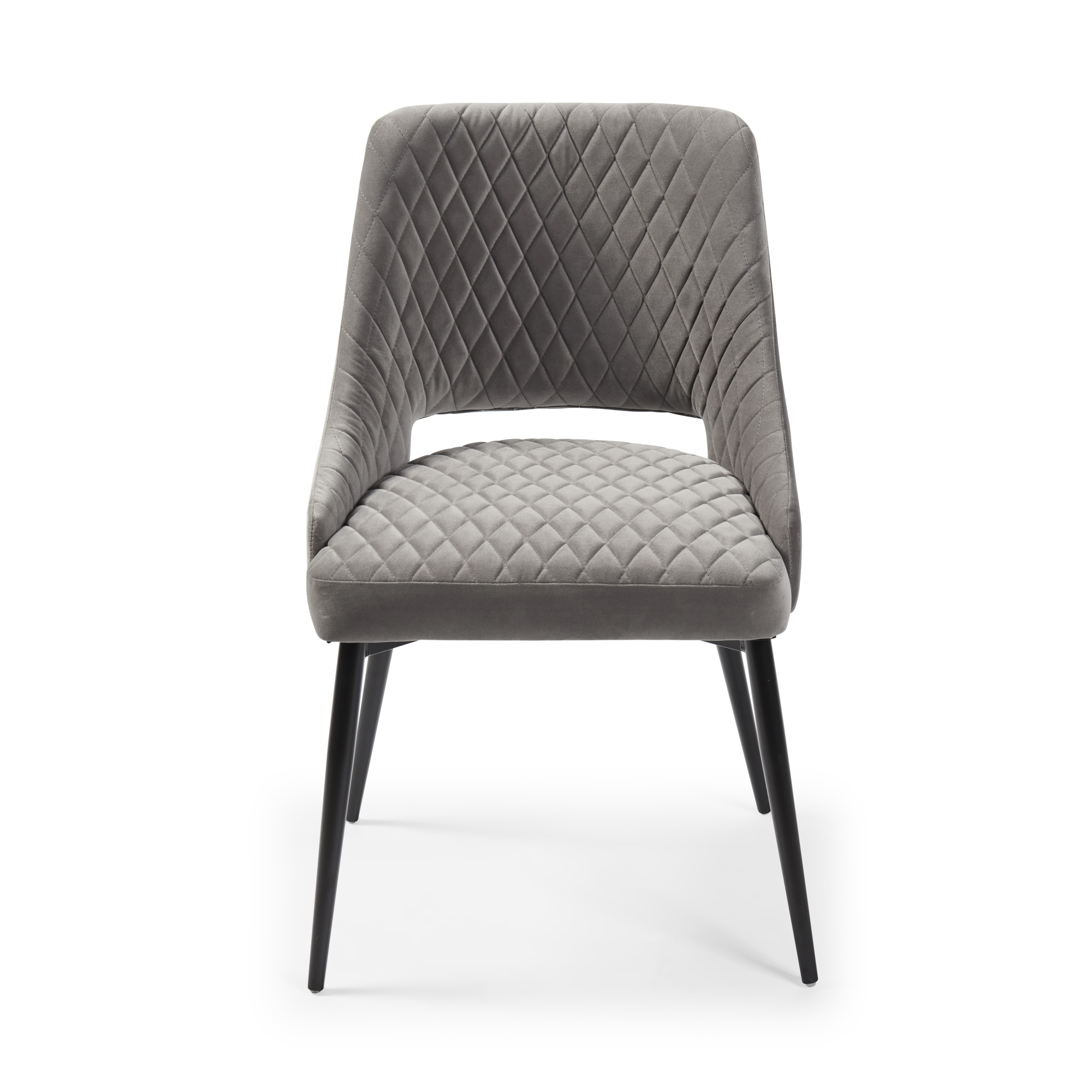 Joan Quilted Upholstered Grey Velvet Dining Chair