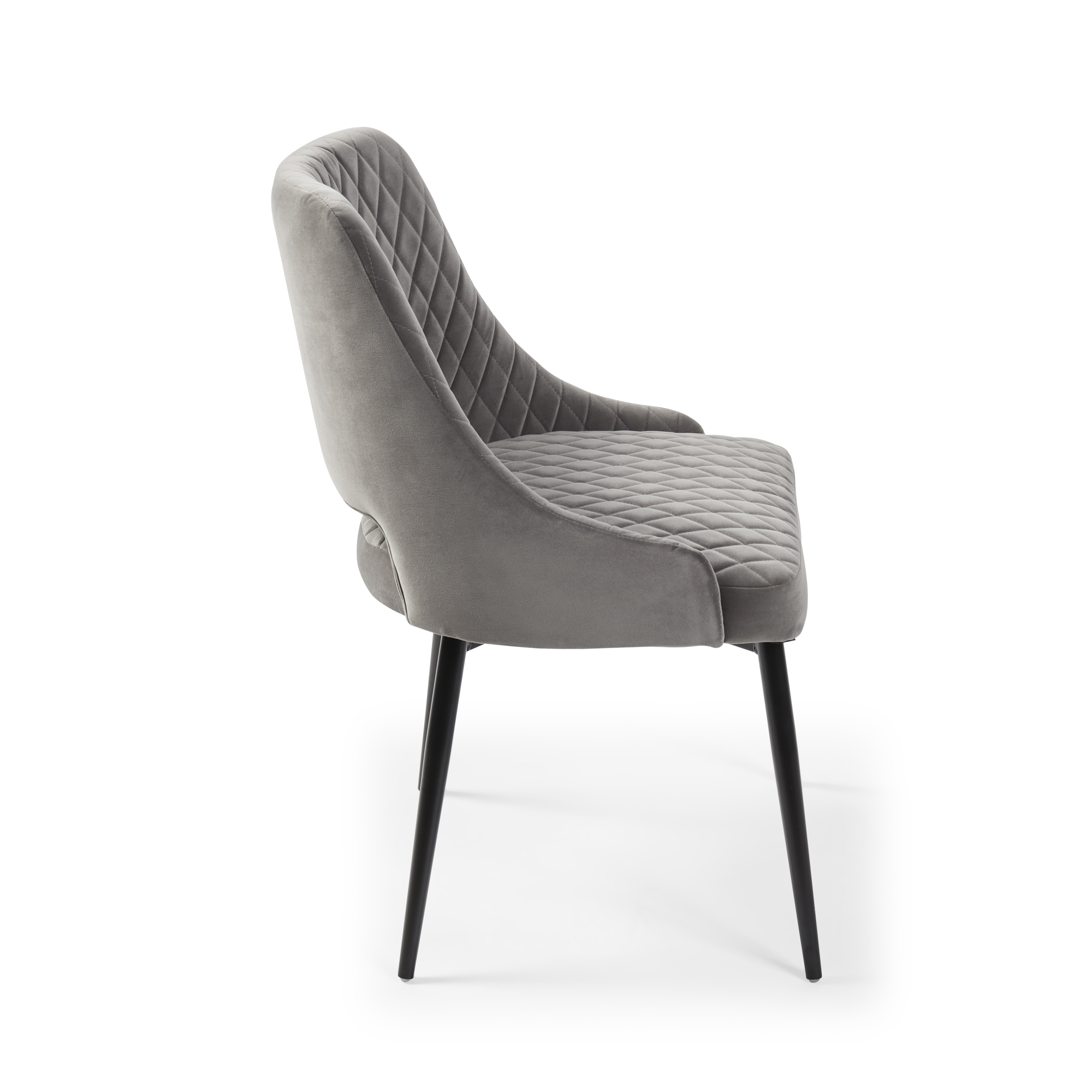 Joan Quilted Upholstered Grey Velvet Dining Chair