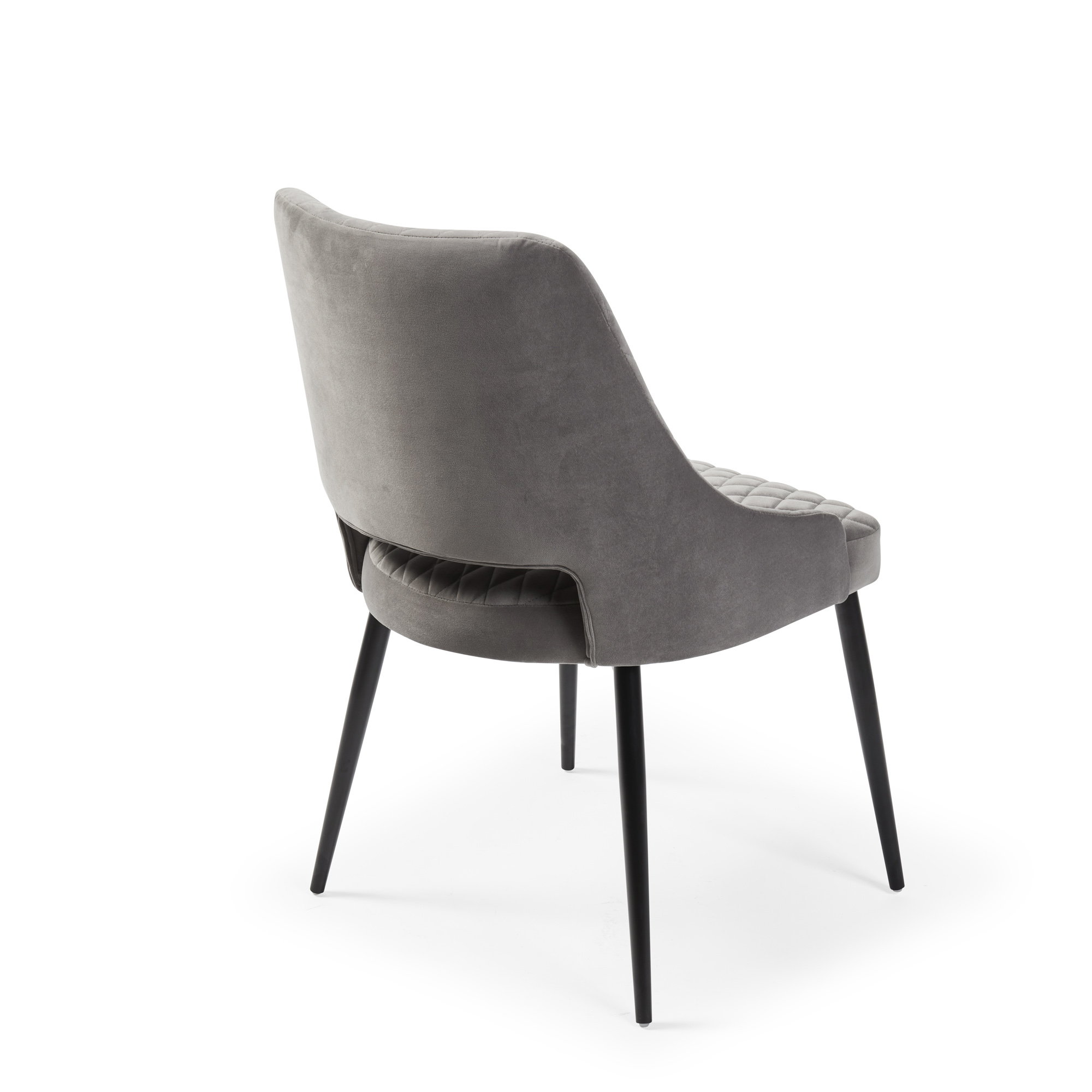 Joan Quilted Upholstered Grey Velvet Dining Chair