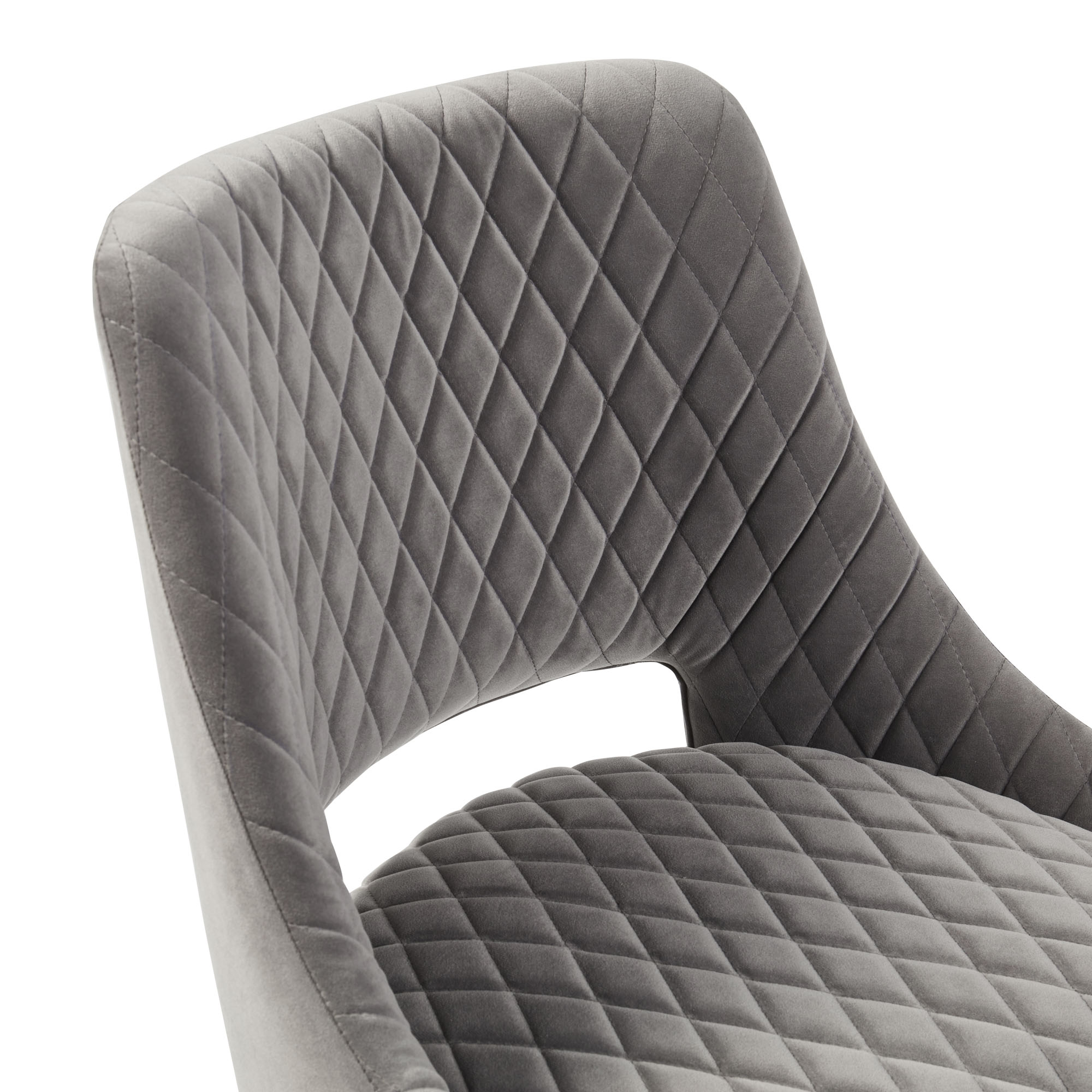 Joan Quilted Upholstered Grey Velvet Dining Chair