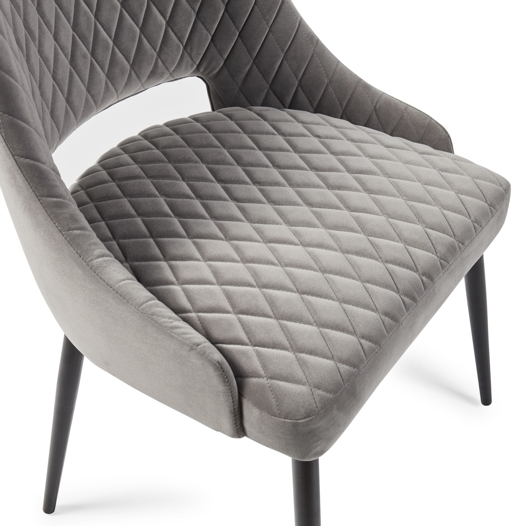 Joan Quilted Upholstered Grey Velvet Dining Chair