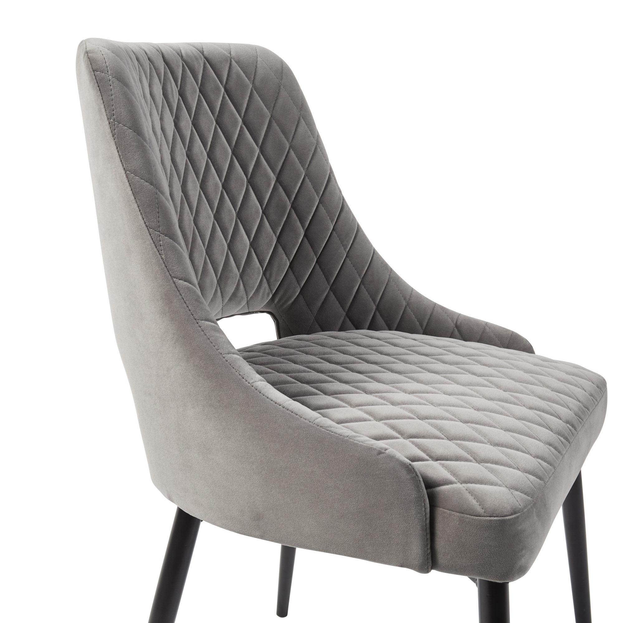 Joan Quilted Upholstered Grey Velvet Dining Chair