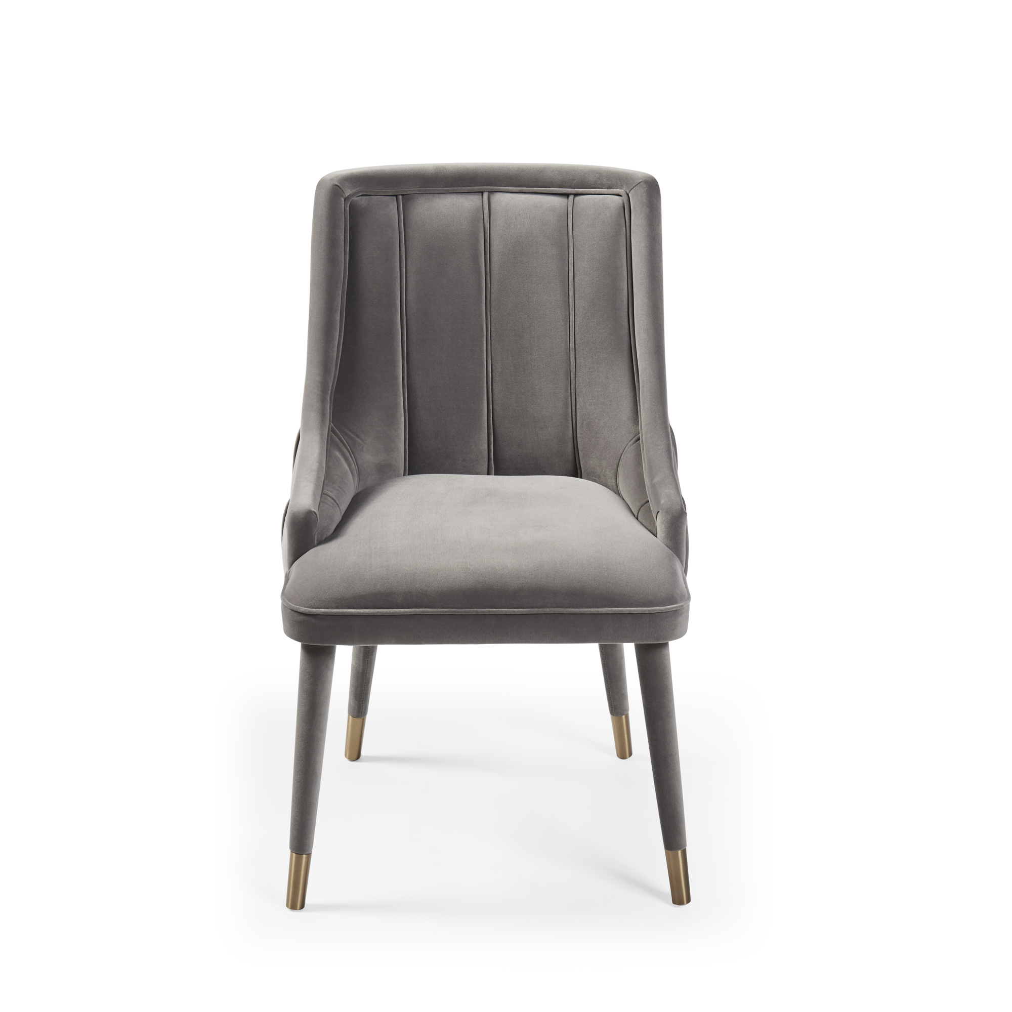 Claude Grey Velvet Ribbed Dining Chair