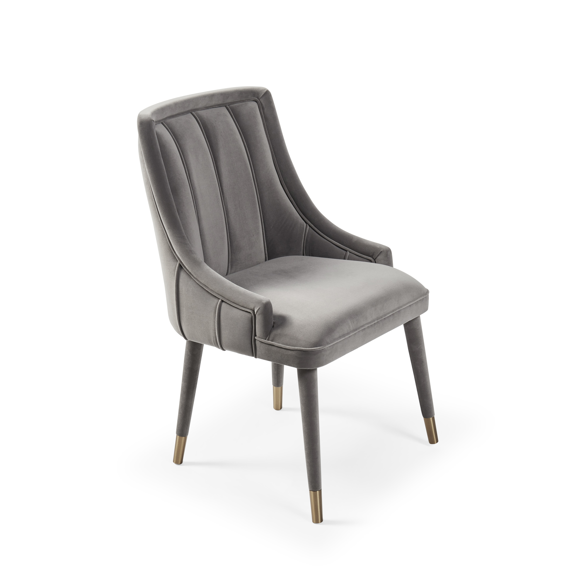 Claude Grey Velvet Ribbed Dining Chair