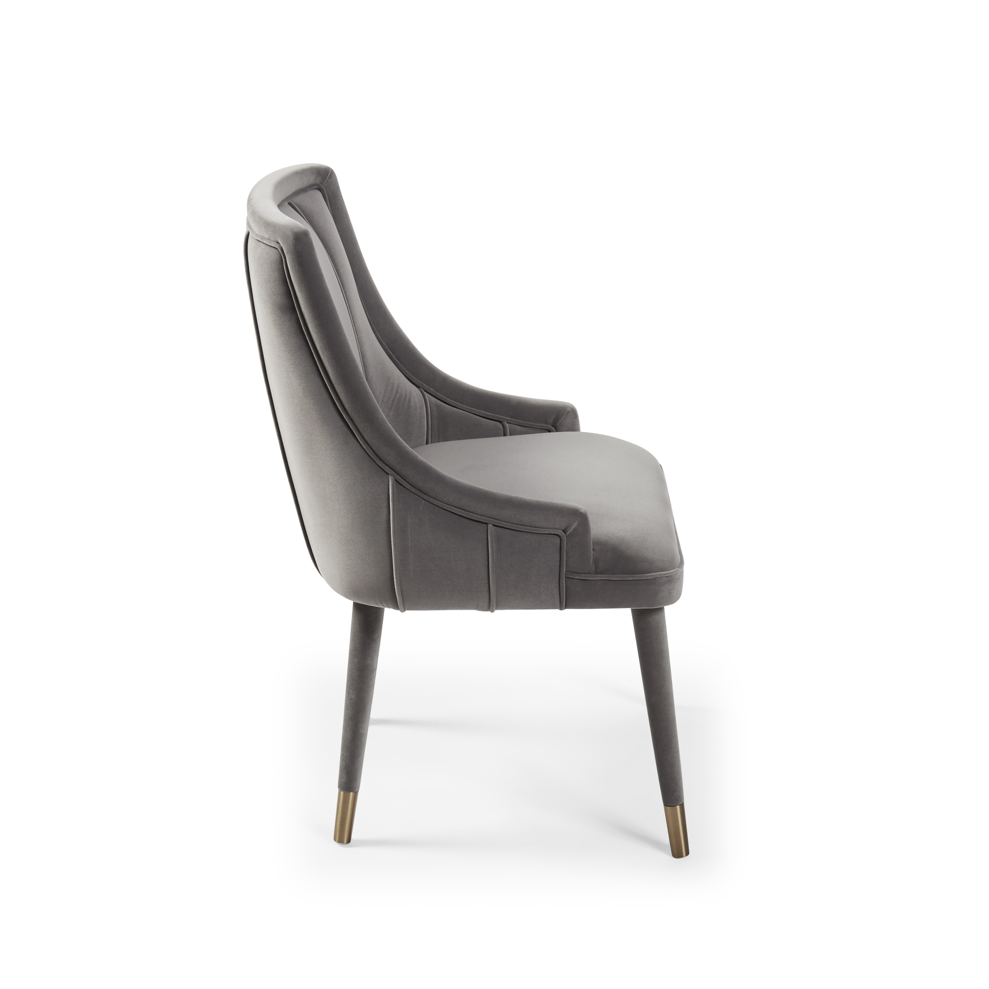 Claude Grey Velvet Ribbed Dining Chair