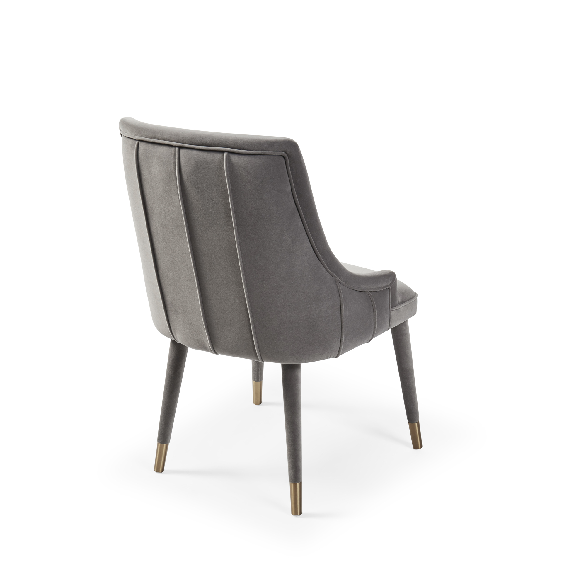 Claude Grey Velvet Ribbed Dining Chair