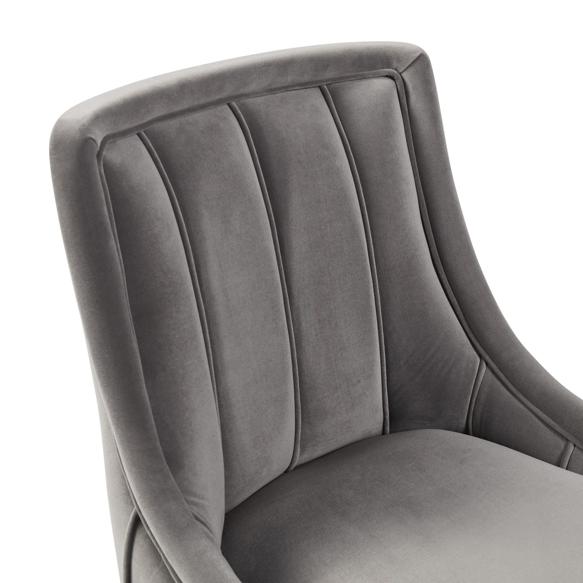 Claude Grey Velvet Ribbed Dining Chair