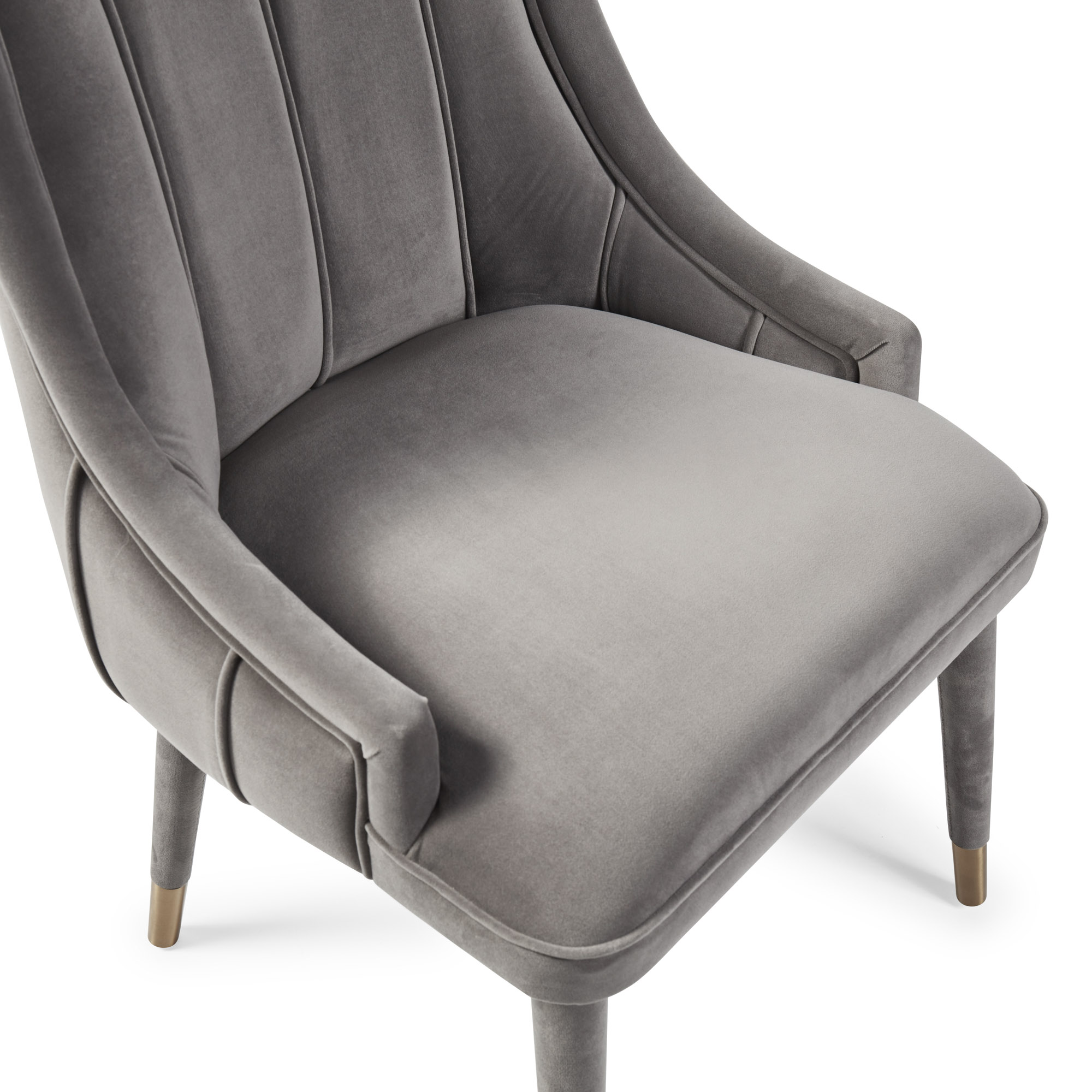 Claude Grey Velvet Ribbed Dining Chair