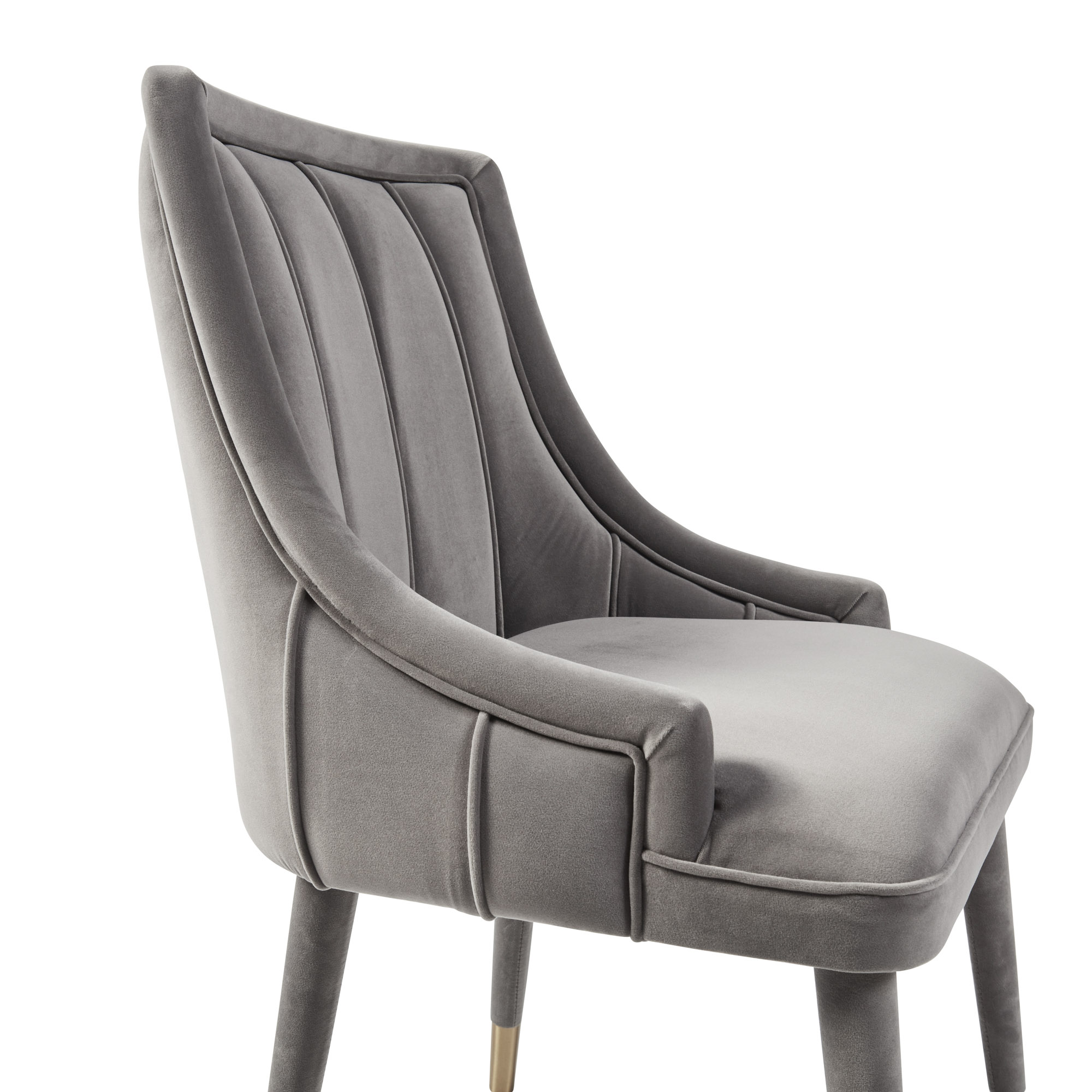 Claude Grey Velvet Ribbed Dining Chair