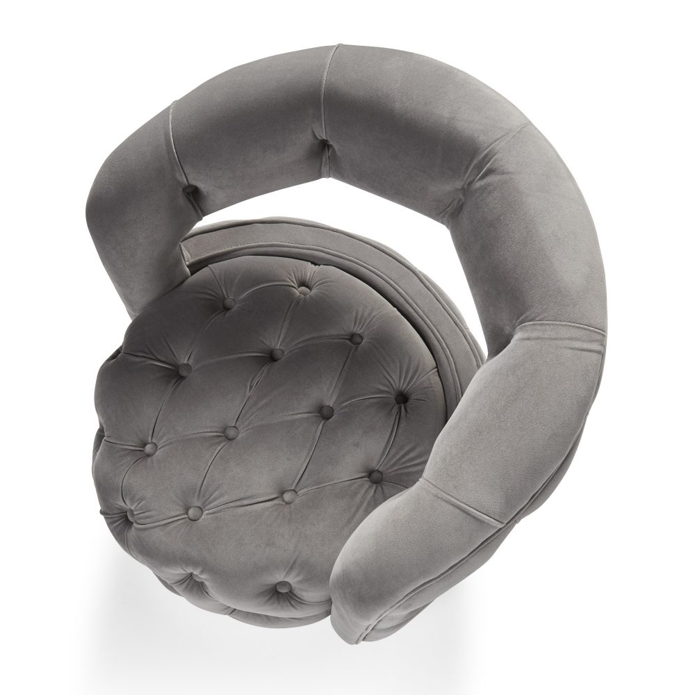 Olivia Grey Velvet Swivel Dressing Tub Chair - Image 15