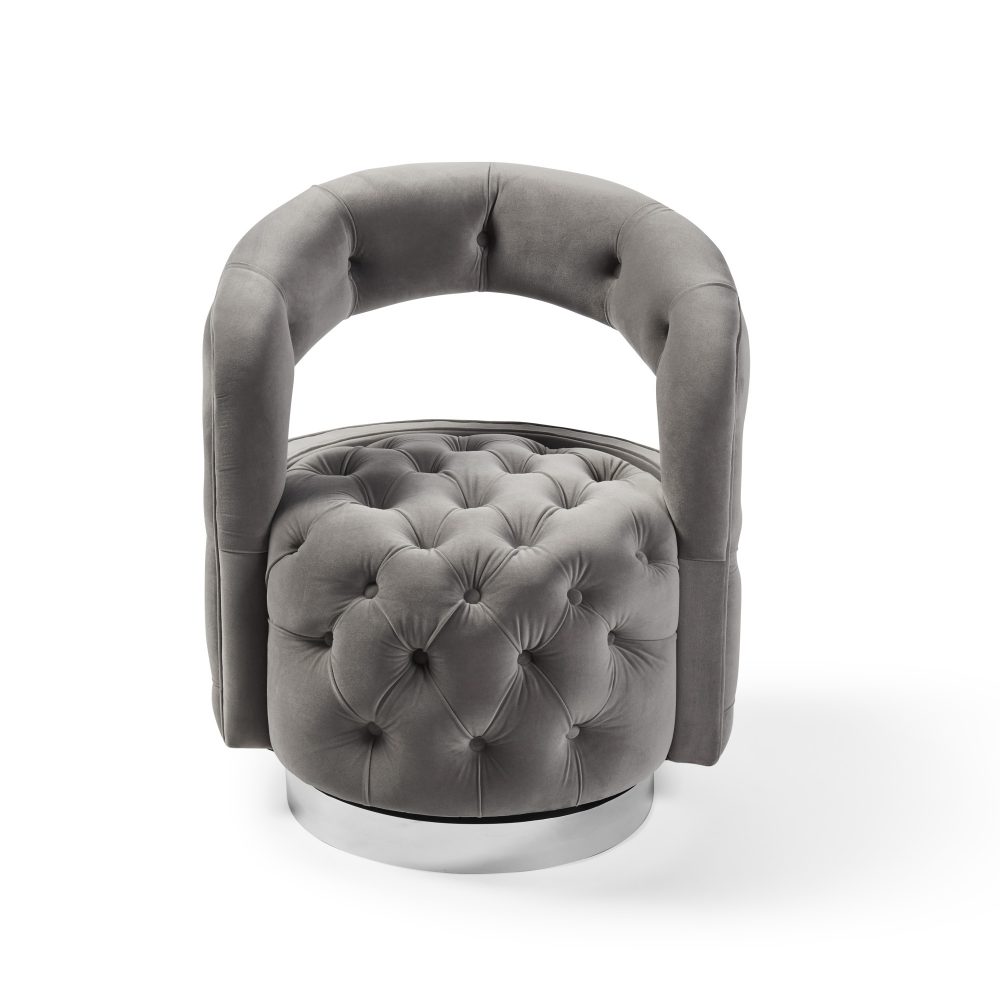 Olivia Grey Velvet Swivel Dressing Tub Chair - Image 11