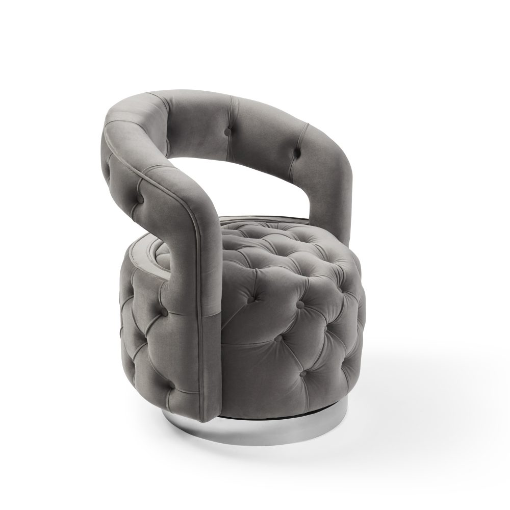 Olivia Grey Velvet Swivel Dressing Tub Chair - Image 10