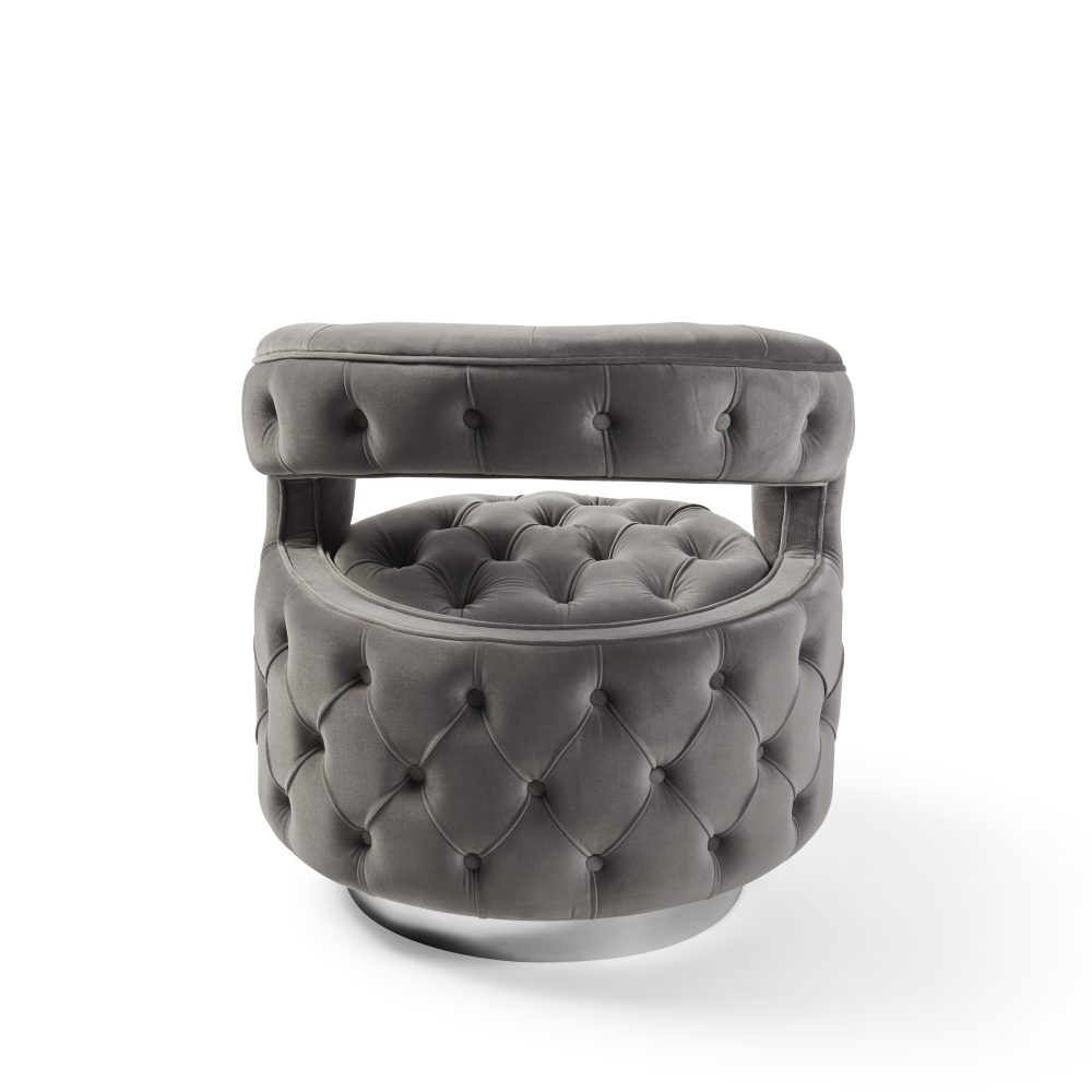 Olivia Grey Velvet Swivel Dressing Tub Chair - Image 12