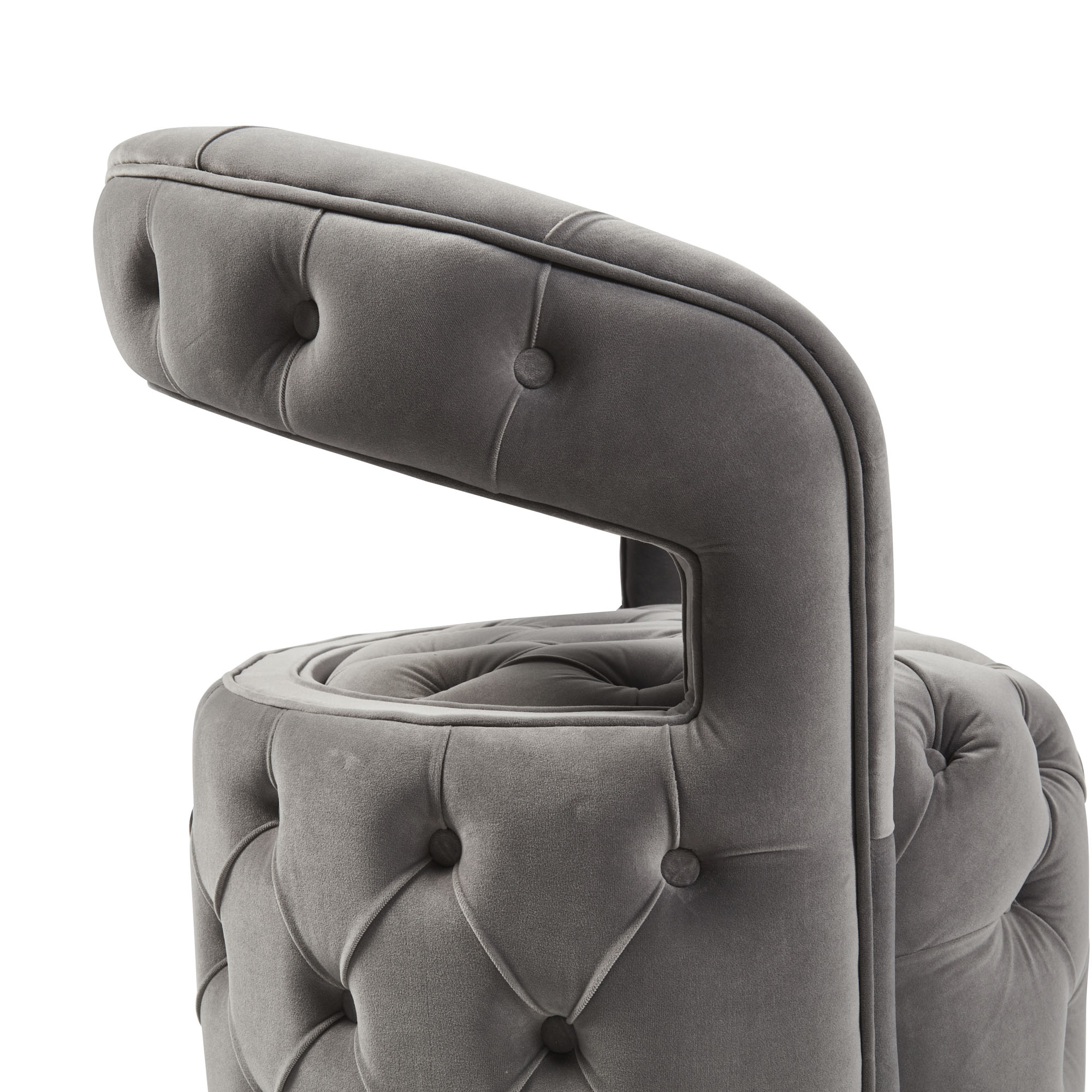 Olivia Grey Velvet Swivel Dressing Tub Chair