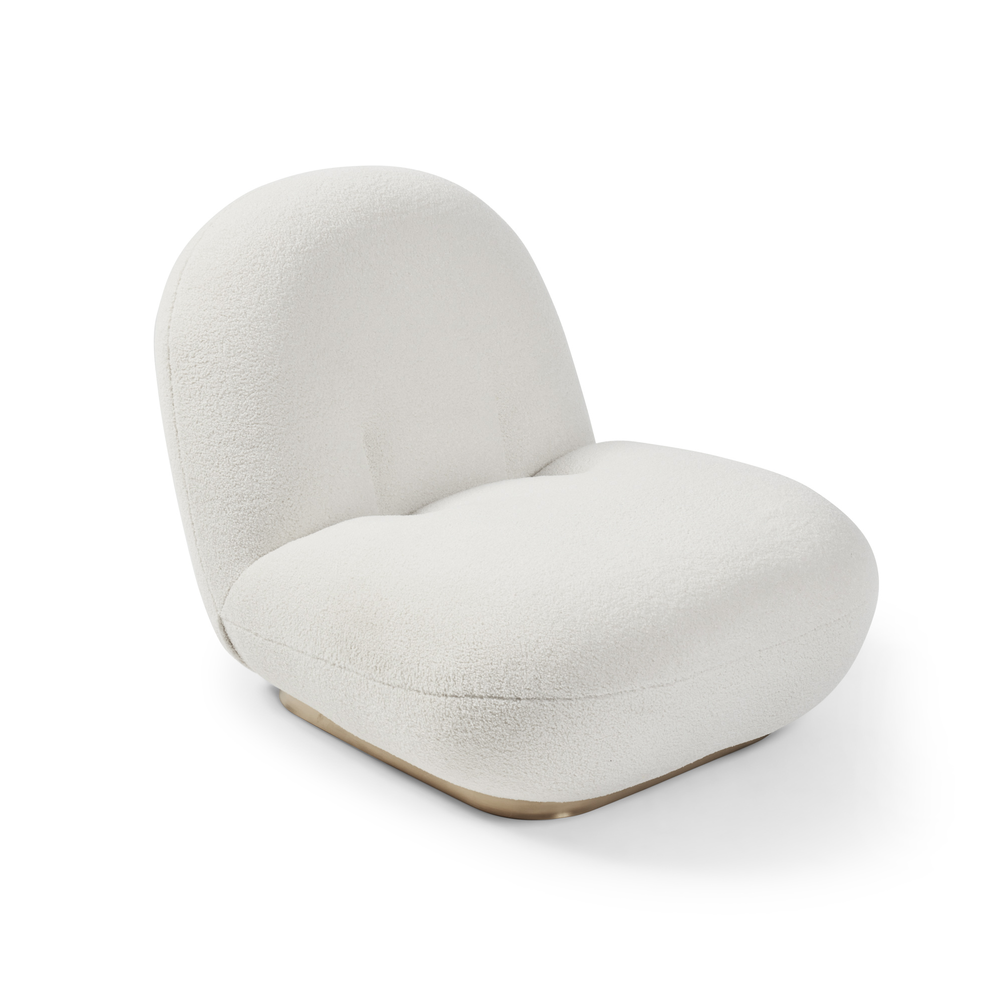 Boucle Cloud Pacha Lounge Chair – Gold Base