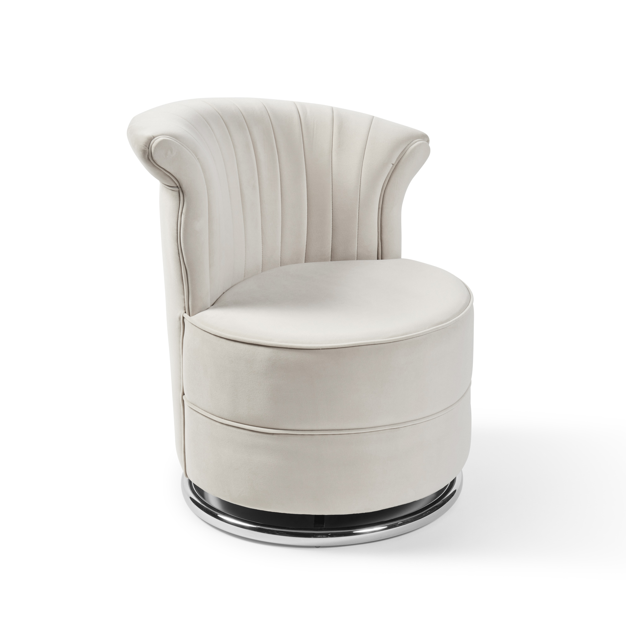 Grace Cream Velvet Swivel Accent Dressing Chair