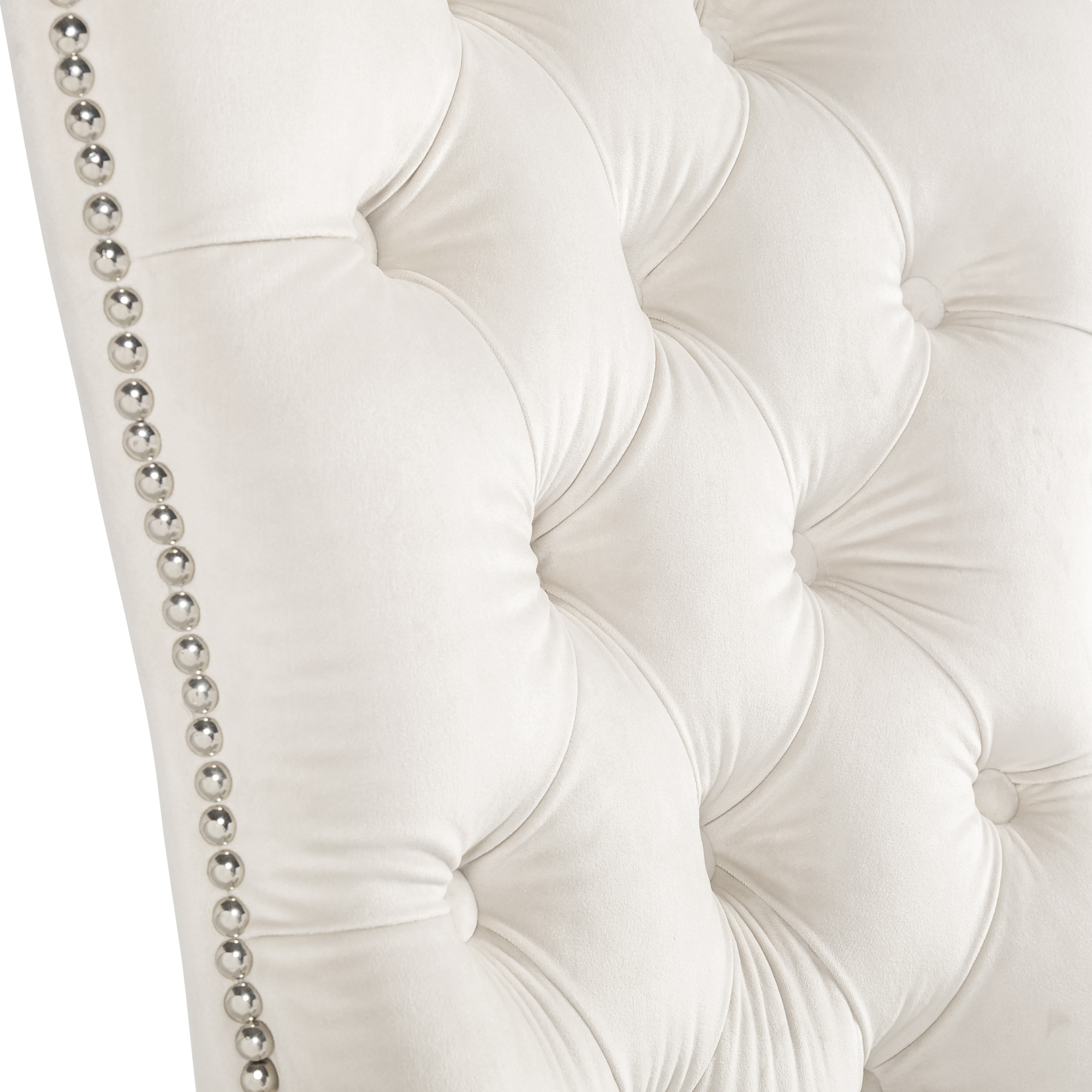 Hale Cream Brushed Velvet Studded & Hoop Dining Chair – White Painted Legs