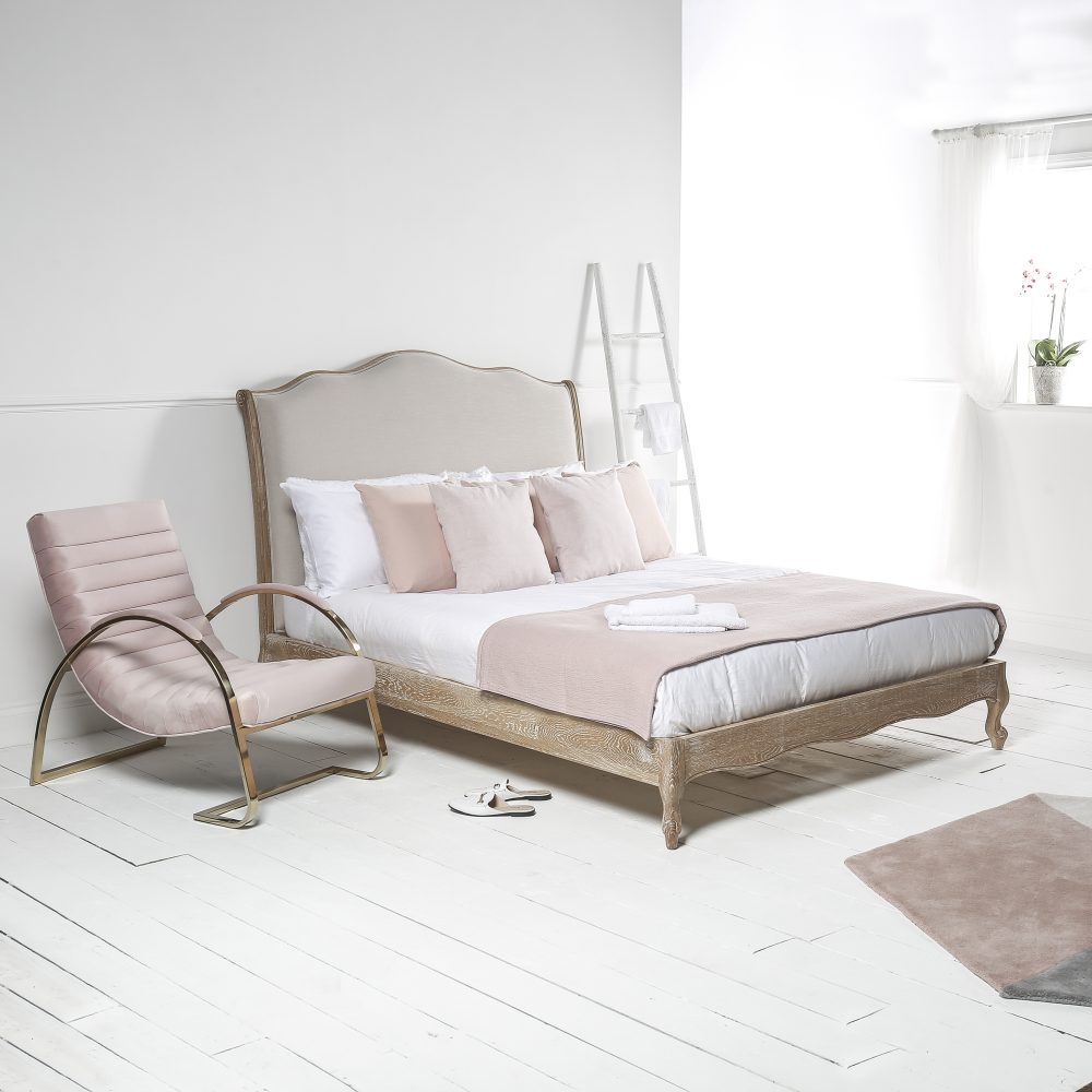 Camille French Limed Oak Low Super King Size Bed - Image 2