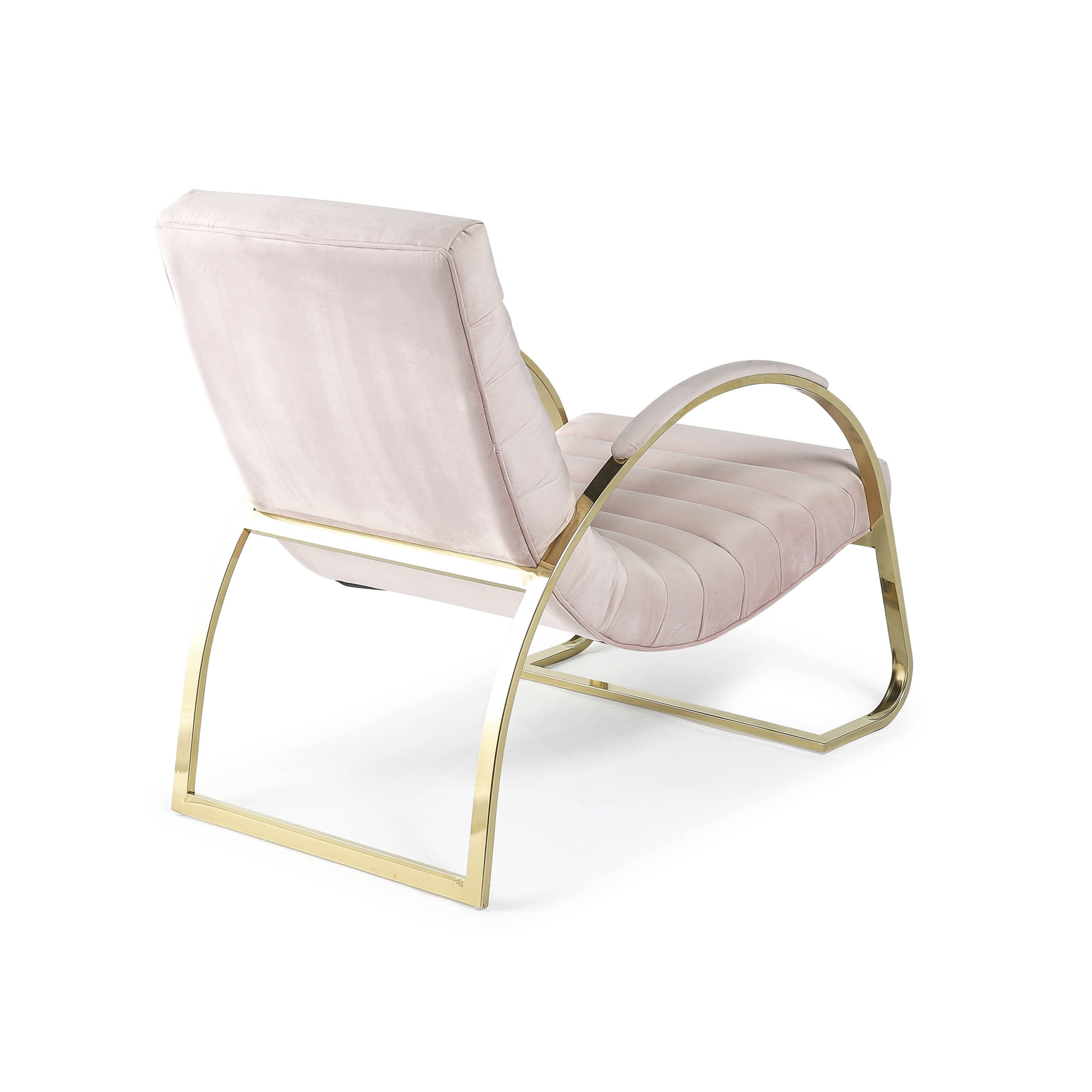 Pink & Gold Brushed Velvet Bedroom Armchair / Lounger