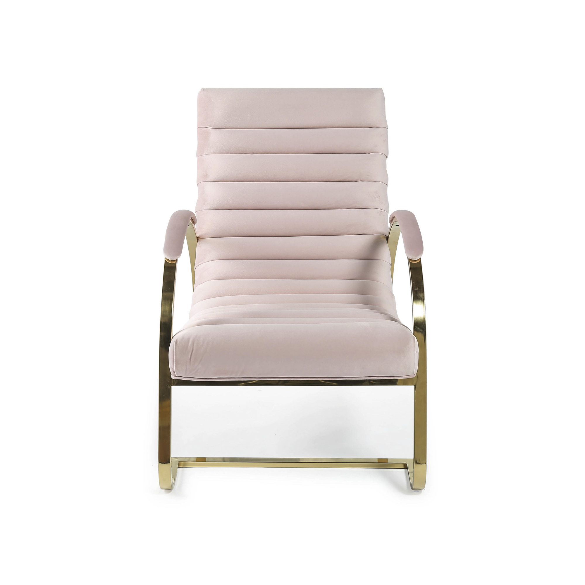 Pink & Gold Brushed Velvet Bedroom Armchair / Lounger