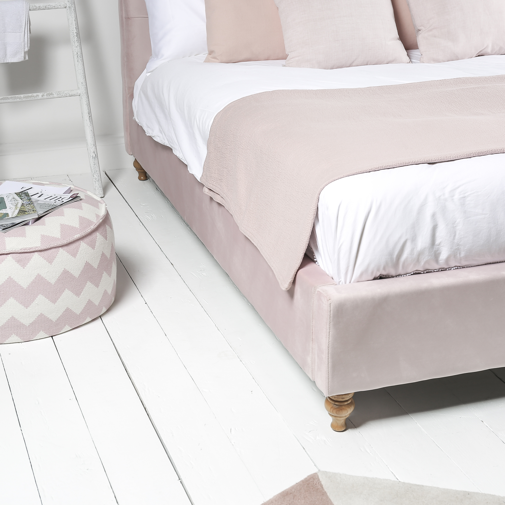 Blush pink bed shop frame king size