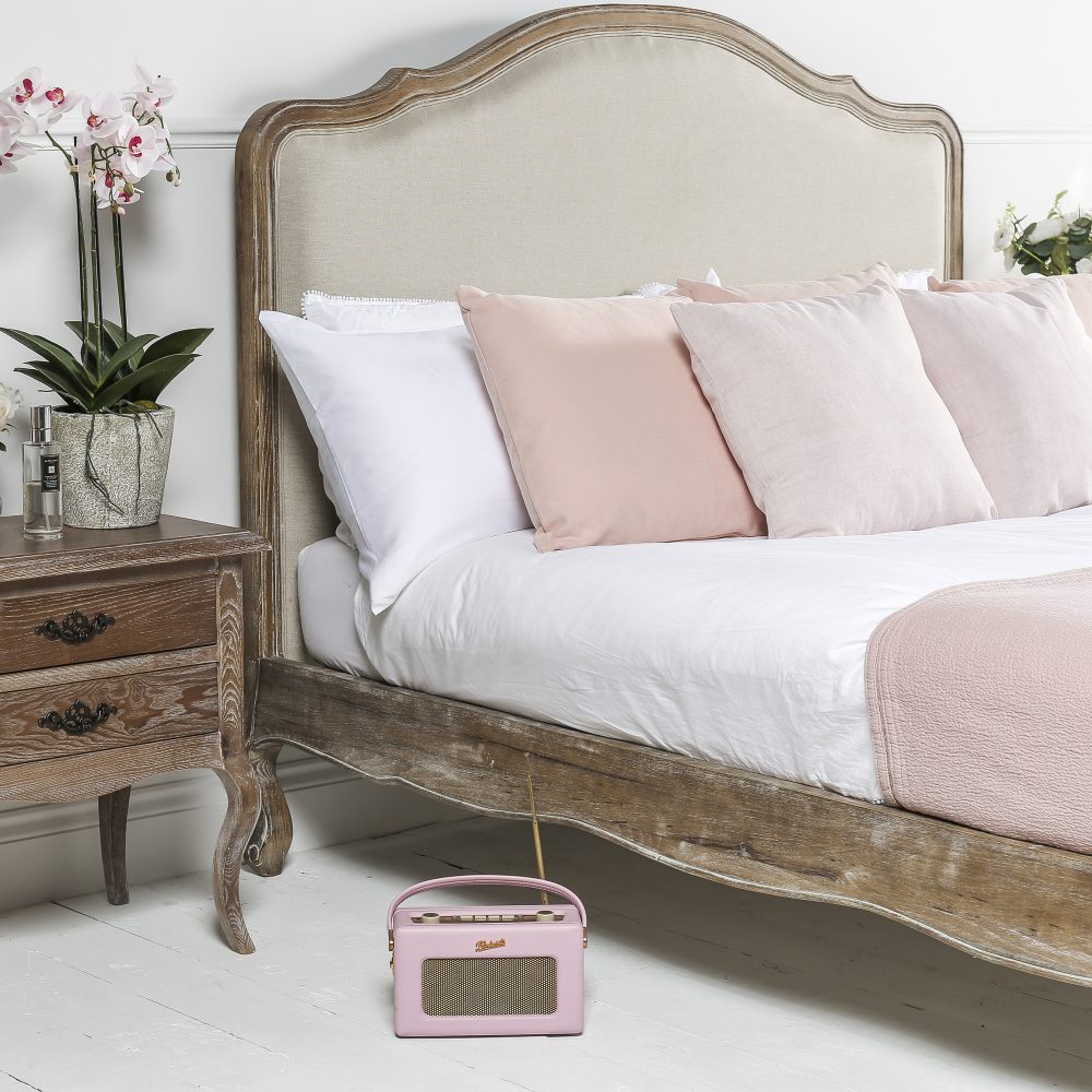 Eloise Limed Ash Upholstered Low Foot Board Bed - Double Size - Image 4