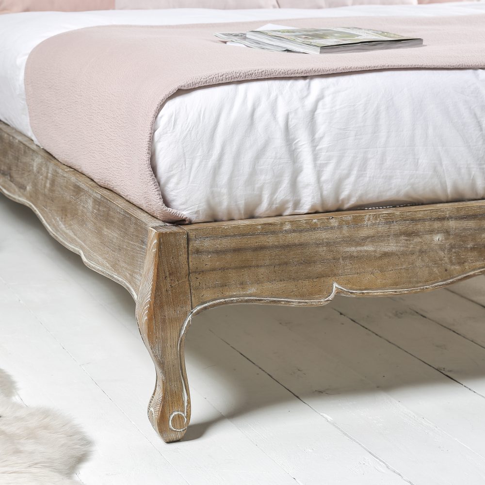 Eloise Limed Ash Upholstered Low Foot Board Bed - Double Size - Image 6