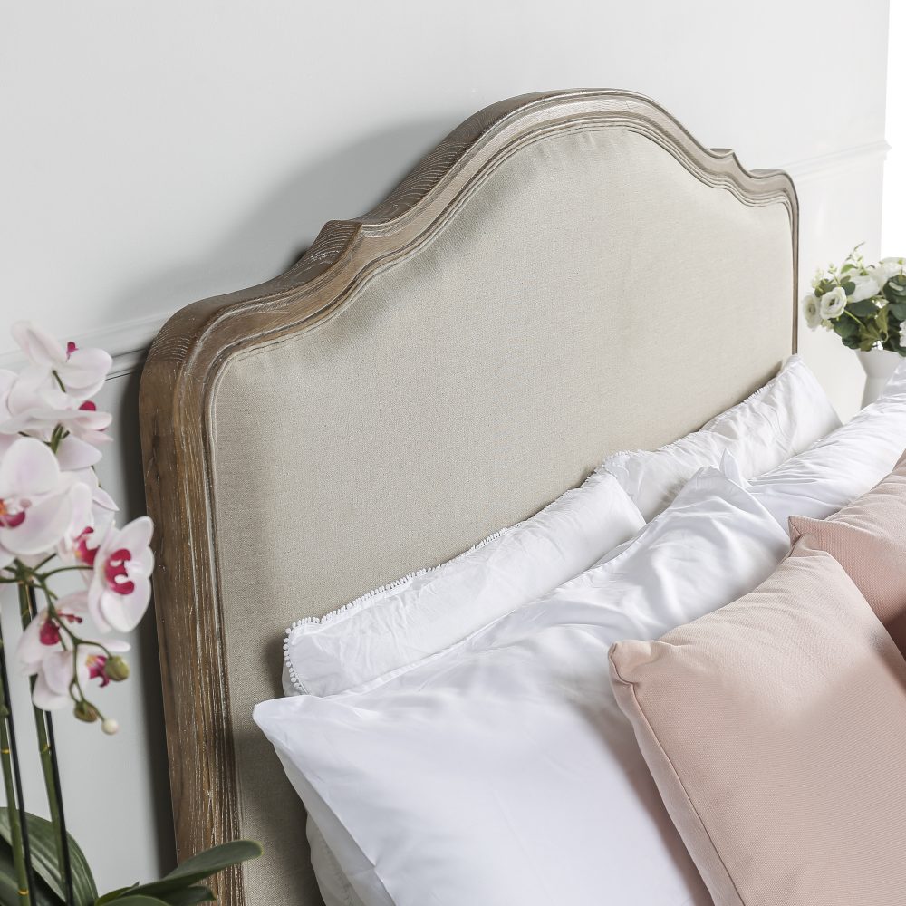Eloise Limed Ash Upholstered Low Foot Board Bed - Double Size - Image 3