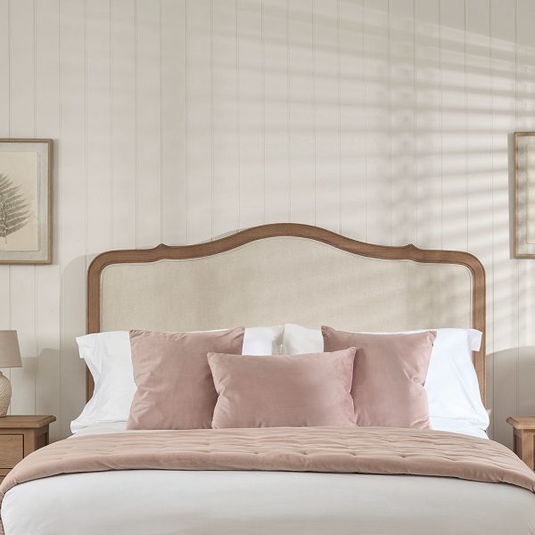 Eloise French Whitewash Ash Upholstered Divan Base Headboard – Double