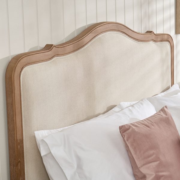Eloise French Whitewash Ash Upholstered Divan Base Headboard – Double